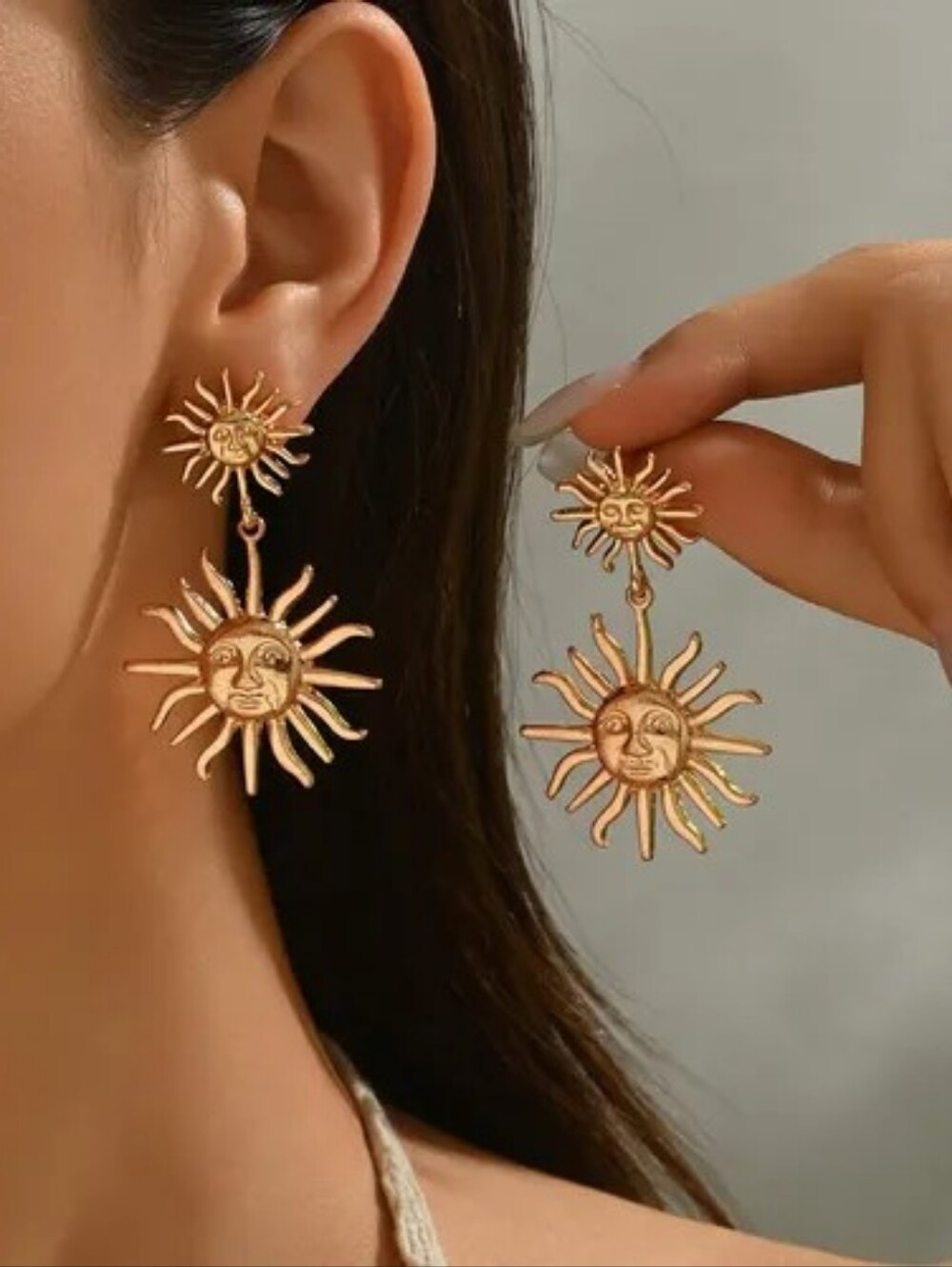 Gold Sunburst Drop Earrings